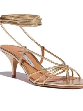 Emme Parsons Strappy Mary Heels in Gold Nappa Leather